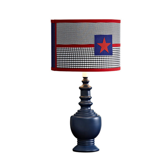 Blue Cylinder Nightstand Lamp - Modern Star Shape Reading Light