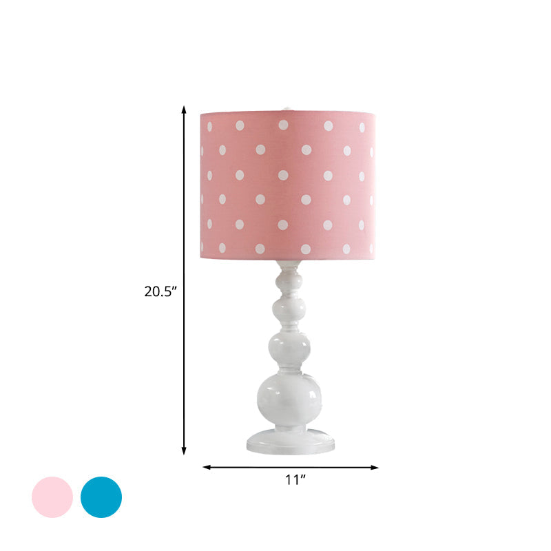 Minimal Resin Drum Shade Desk Lamp - Spot/Stripe Shape 1 Bulb Blue/Pink Night Lighting