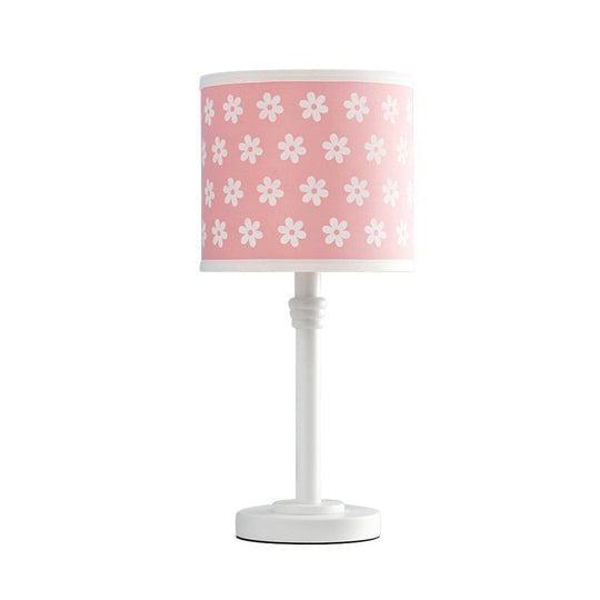 Wooden Drum Lamp: Modern Single-Light Nightstand Light For Bedroom Reading In Pink