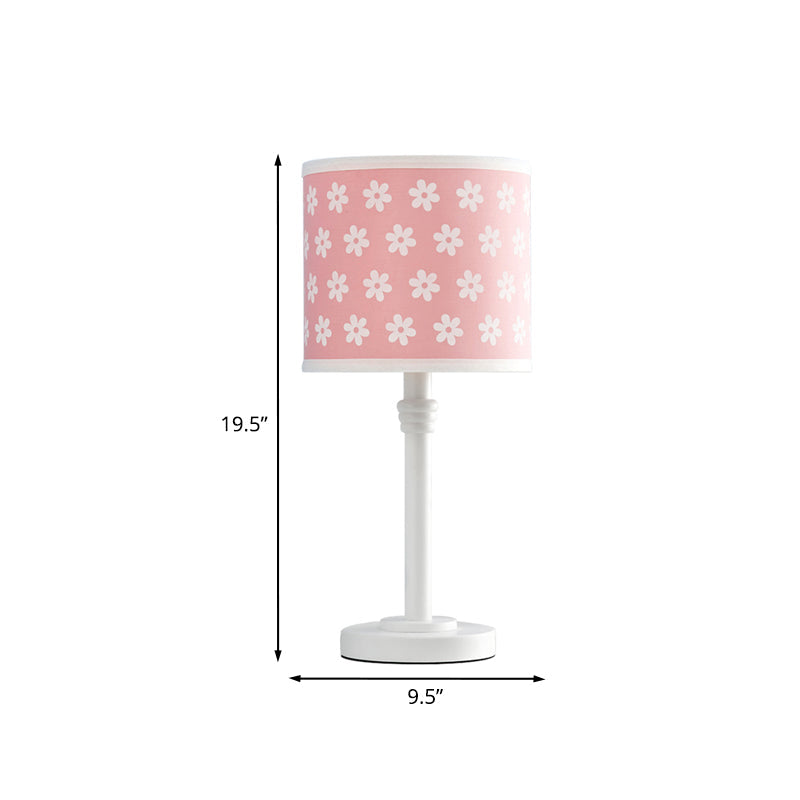 Wooden Drum Lamp: Modern Single-Light Nightstand Light For Bedroom Reading In Pink