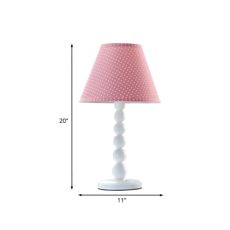 Modern Pink Barrel Desk Lamp With Fabric Shade - Wood Table Light For Bedroom (1 Head)