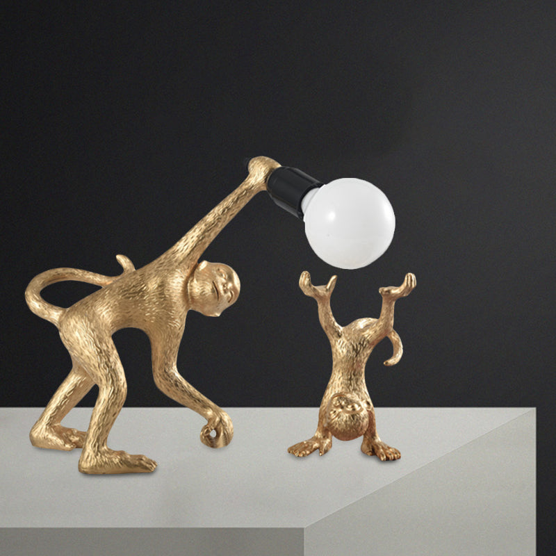 Artistic Monkey Shape Night Table Light - Stylish 1 Bulb Reading Lamp For Bedroom Available In Gold