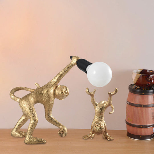 Artistic Monkey Shape Night Table Light - Stylish 1 Bulb Reading Lamp For Bedroom Available In Gold