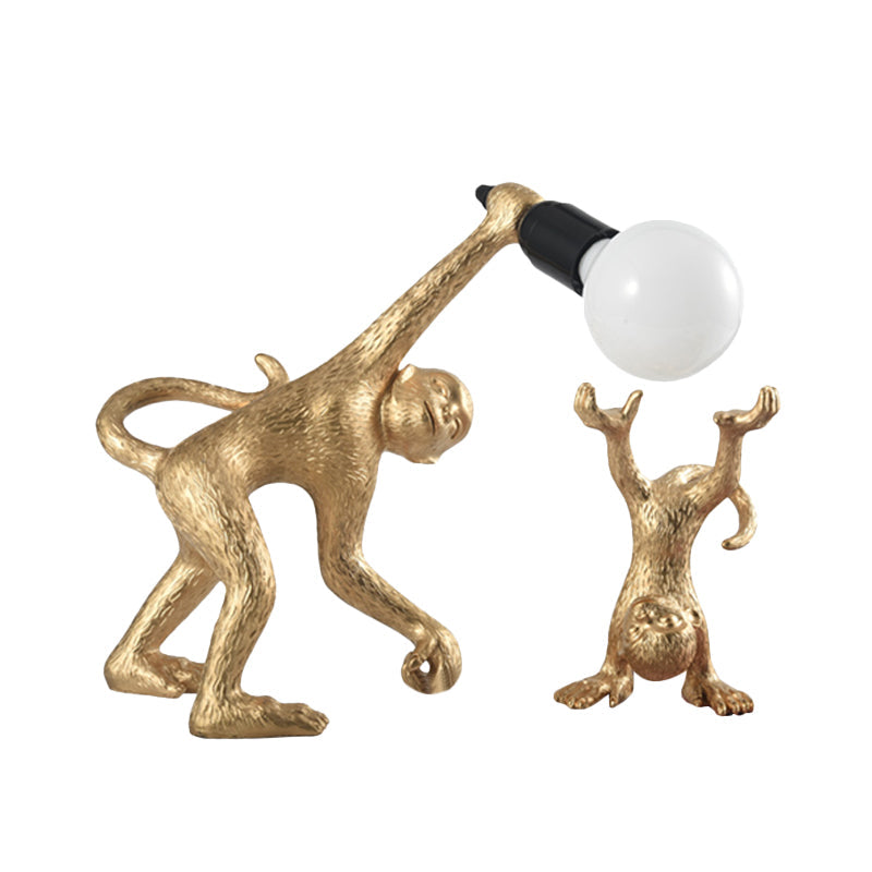 Elena - Resin Resin Monkey Shape Night Table Light Creative 1 Bulb Gold/White/Black Reading Lighting for Bedroom