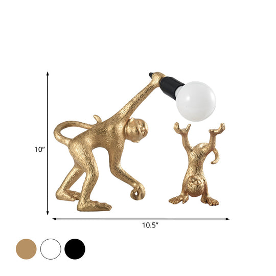 Elena - Resin Resin Monkey Shape Night Table Light Creative 1 Bulb Gold/White/Black Reading Lighting for Bedroom