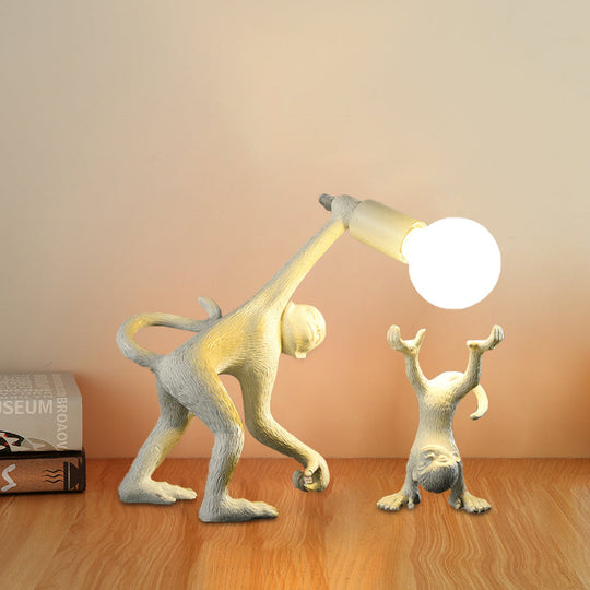 Elena - Resin Resin Monkey Shape Night Table Light Creative 1 Bulb Gold/White/Black Reading Lighting for Bedroom