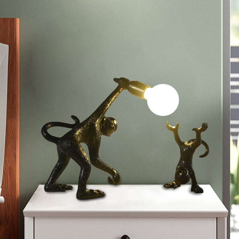 Artistic Monkey Shape Night Table Light - Stylish 1 Bulb Reading Lamp For Bedroom Available In Gold