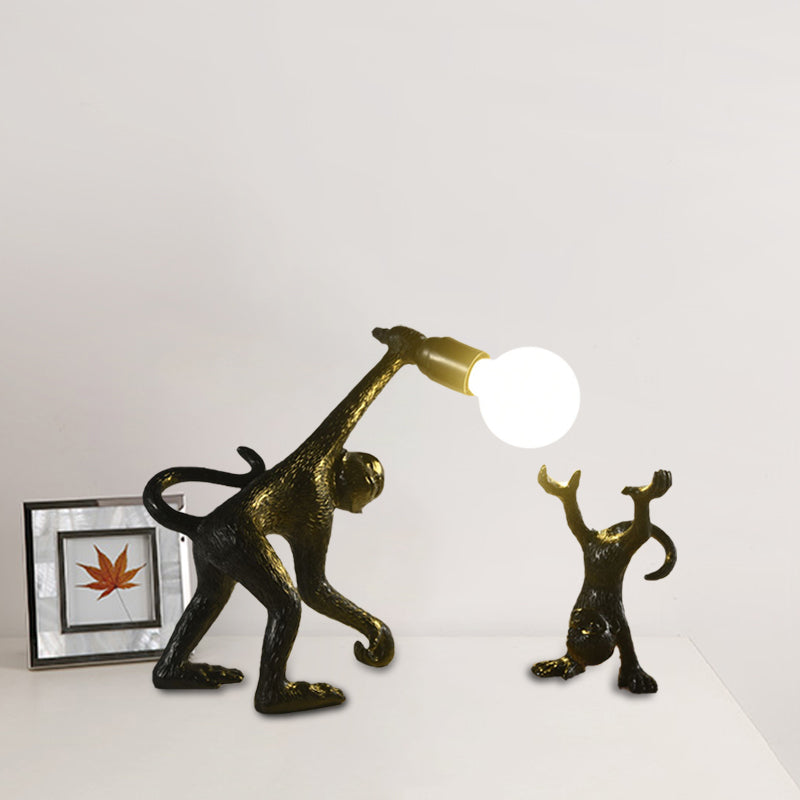 Artistic Monkey Shape Night Table Light - Stylish 1 Bulb Reading Lamp For Bedroom Available In Gold