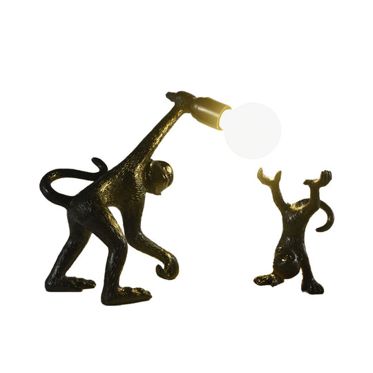 Elena - Resin Resin Monkey Shape Night Table Light Creative 1 Bulb Gold/White/Black Reading Lighting for Bedroom