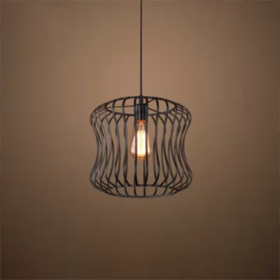 Vintage Metallic Ceiling Light In Matte Black With Wire Guard - Perfect For Living Room Suspension