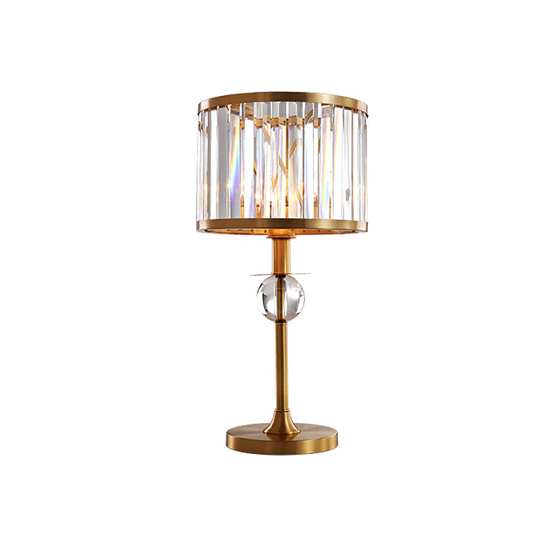 Gold Prismatic Crystal Table Lamp - Modern Night Light For Living Room