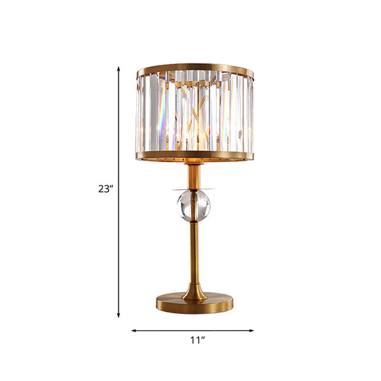 Aurélie - Gold Single Short Cylinder Table Lamp Postmodern Gold Prismatic Crystal Night Light for Living Room