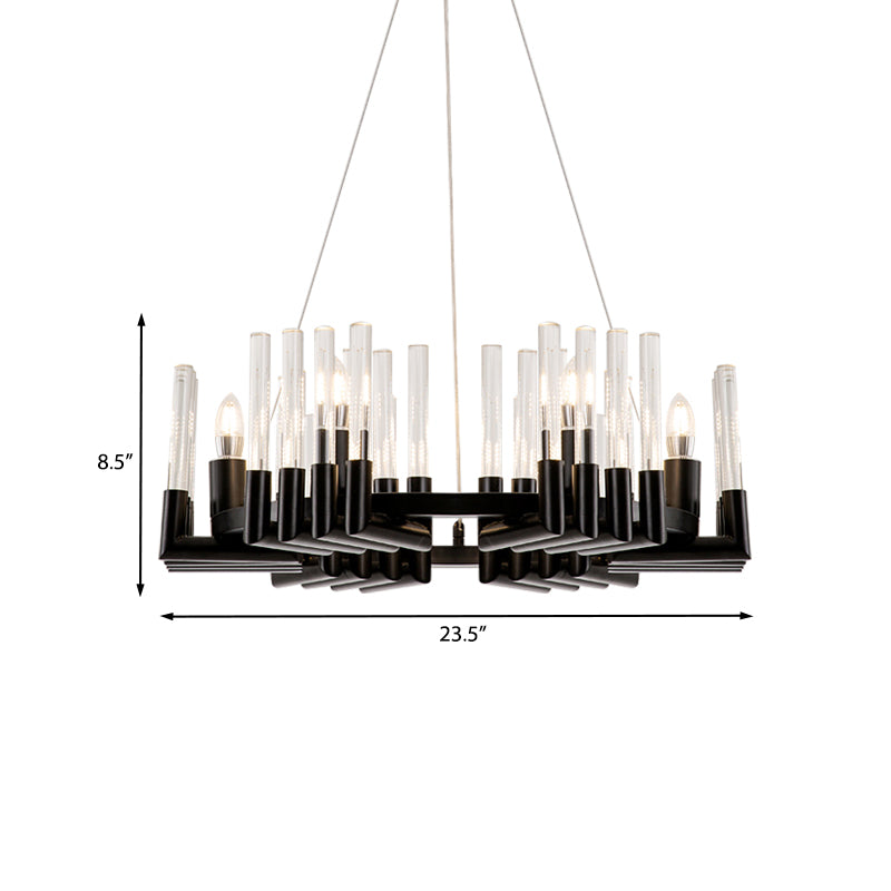 Minimal 6-Light Black Crystal Candelabra Chandelier: Elegant Hanging Lamp For Dining Room