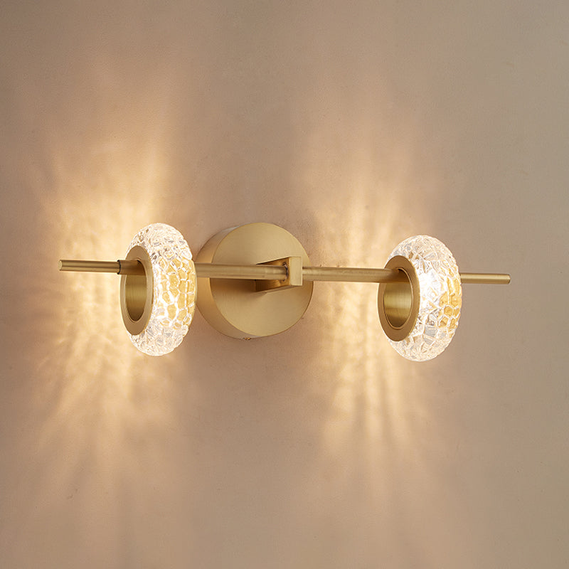 Contemporary Brass Double Oval Wall Light With Led Mount - Crystal Design