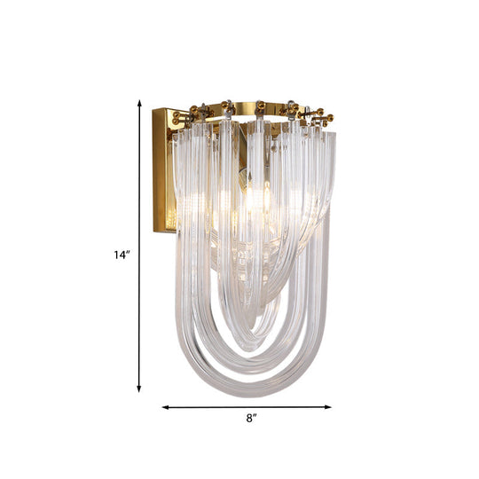 Gold Oval Wall Lamp With Twisted Crystal Shade