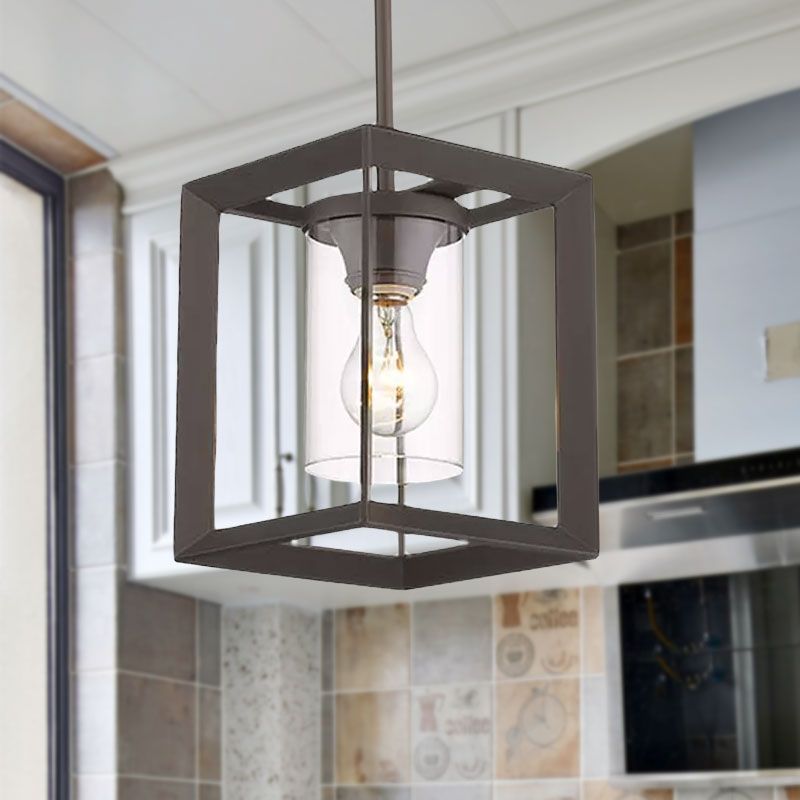 Industrial Black Glass Pendant Ceiling Light Fixture For Living Room