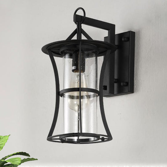 Rustic Clear Glass Wall Light With Textured Shade For Porch Sconce