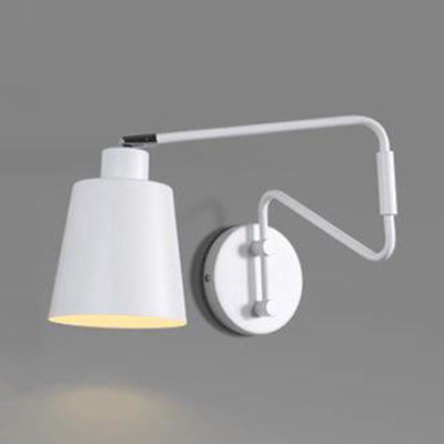 Modern Bucket Metal Wall Sconce With Adjustable Arm - White Corridor Lighting