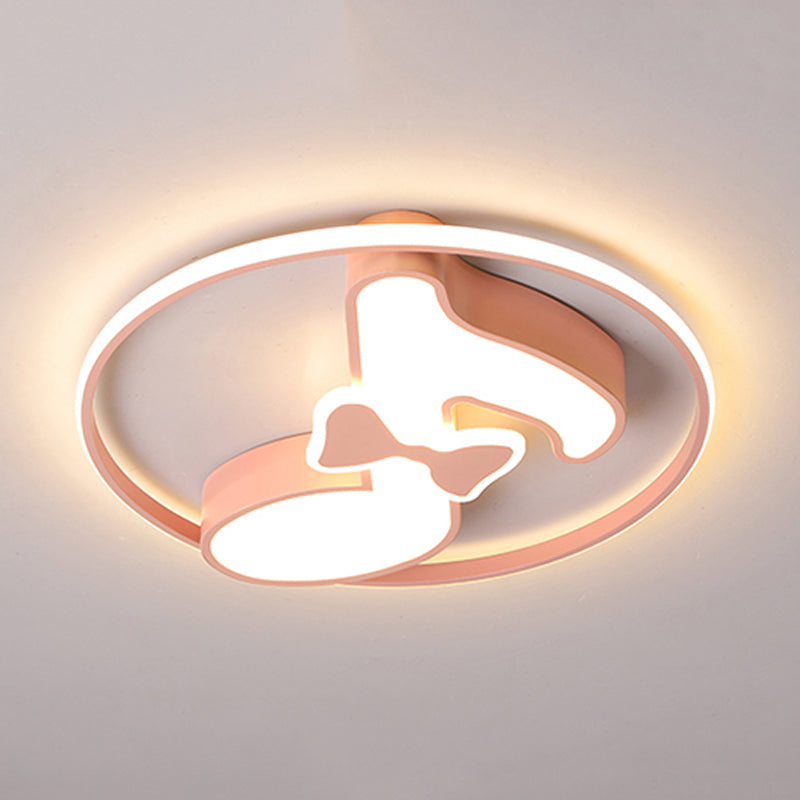 Kids Musical Note Ceiling Lamp In Pink/Light Blue - Acrylic Led Nursery Flush Mount Light With