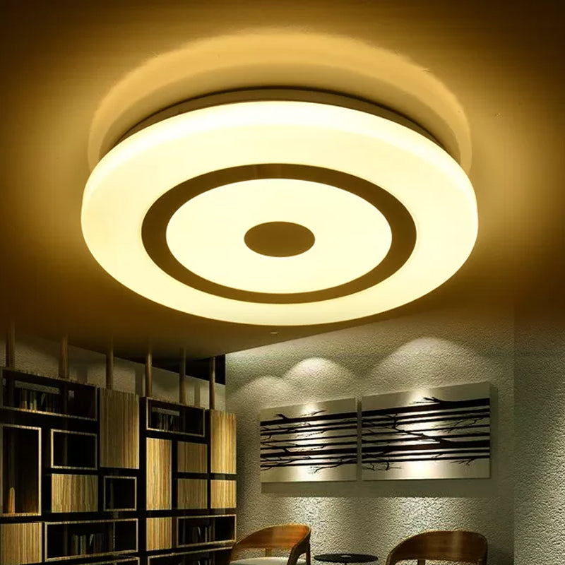 15/19 Contemporary Acrylic Led Round Flush Mount Fixture For Bedroom Lighting In Black And White