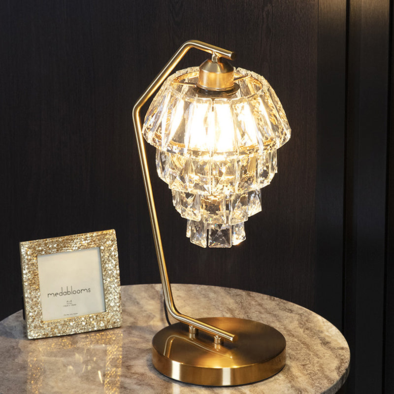 Layla - Crystal Night Lamp - Contemporary Brass Finish Nightstand Light