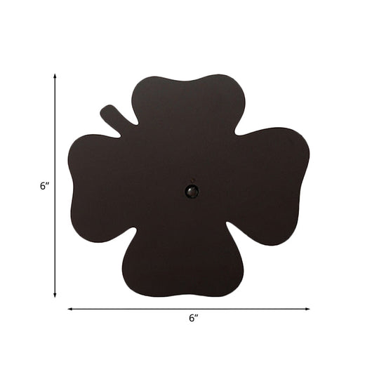 Minimalist Four Leaf Clover Wall Night Light With Black Finish Usb Powered Led Acrylic Shadow Lamp