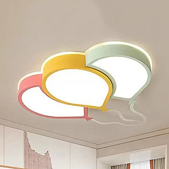 Kid's Bedroom LED Ceiling Lamp in Macaron Loft Style - Acrylic Flat Balloon Design