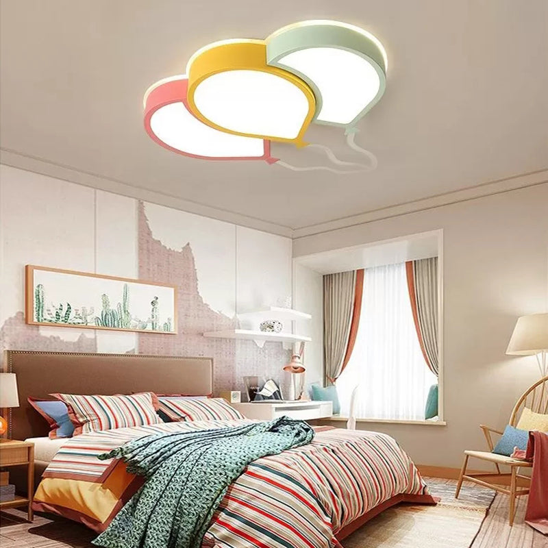 Kid's Bedroom LED Ceiling Lamp in Macaron Loft Style - Acrylic Flat Balloon Design