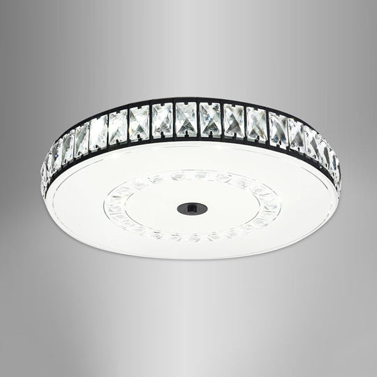 Simple Black Crystal Flush Mount LED Ceiling Light with Square/Round Rectangle-Cut Design