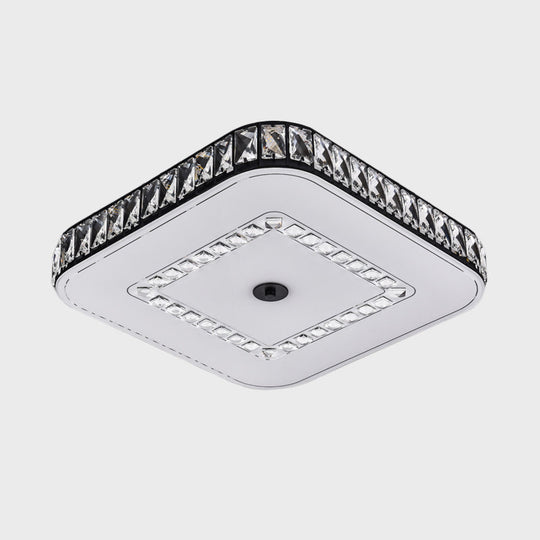 Simple Black Crystal Flush Mount LED Ceiling Light with Square/Round Rectangle-Cut Design