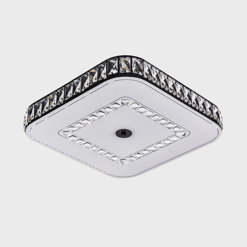 Simple Black Crystal Flush Mount Led Ceiling Light With Square/Round Rectangle-Cut Design