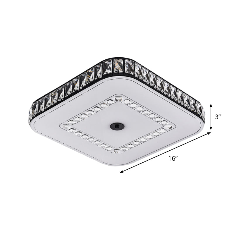 Simple Black Crystal Flush Mount LED Ceiling Light with Square/Round Rectangle-Cut Design