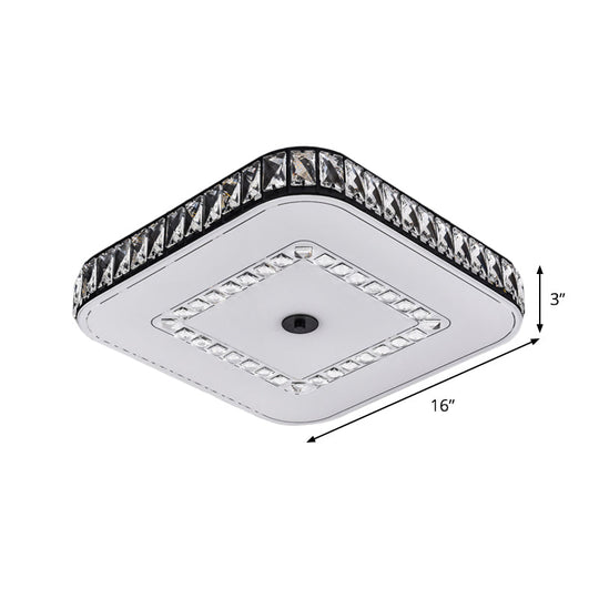 Simple Black Crystal Flush Mount Led Ceiling Light With Square/Round Rectangle-Cut Design