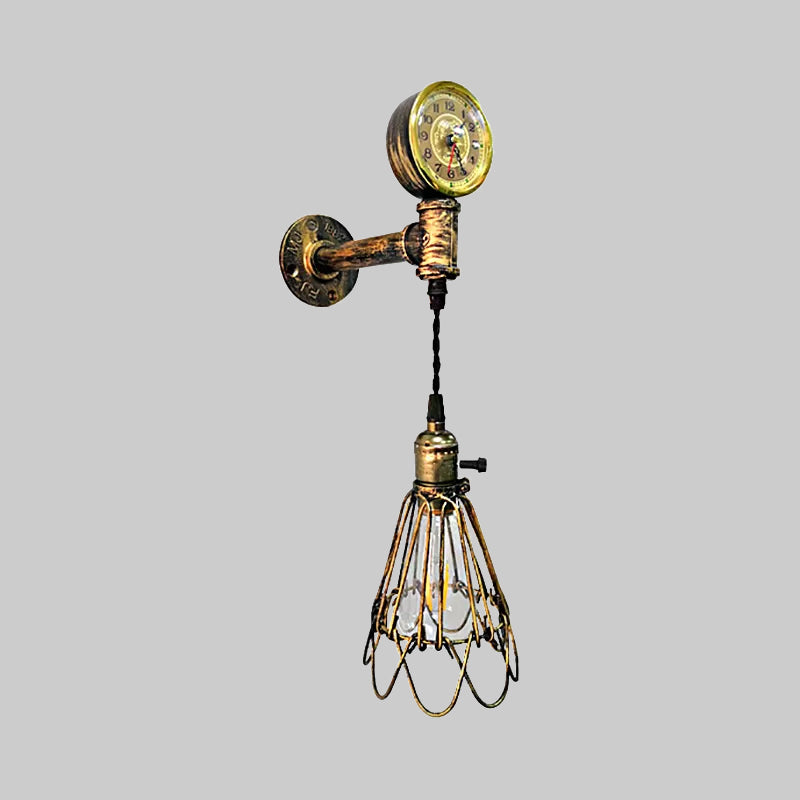 Metal Farmhouse Wall Sconce With Aged Brass Finish And Corridor Gauge