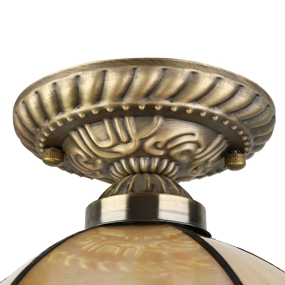 Tiffany Antique Art Glass Ceiling Light for Kitchen - Beige Domed Mount with 1 Head