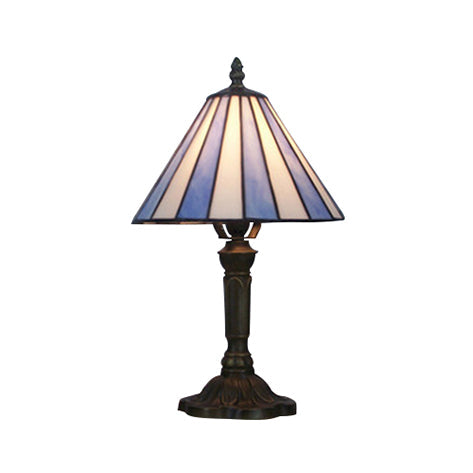 Blue Tiffany Style Glass Desk Lamp - Simple And Elegant Bedroom Lighting Solution