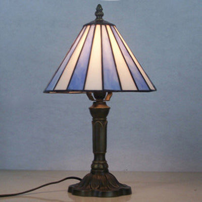 Blue Tiffany Style Glass Desk Lamp - Simple And Elegant Bedroom Lighting Solution