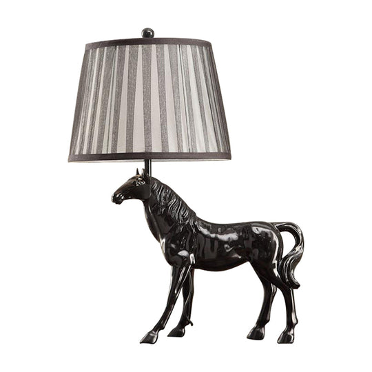 Tania Borealis - Antiqued White Fabric Desk Lamp with Animal Base