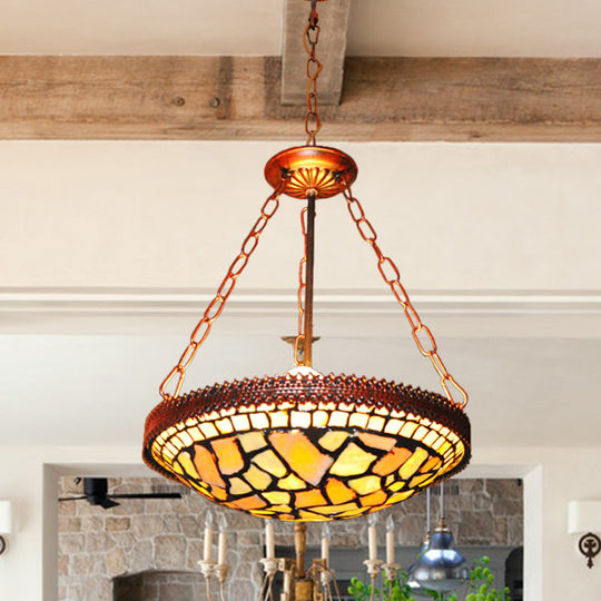 Baroque Rustic Dome Chandelier Pendant Light with Hand-Cut Glass – 2-Head Hanging Lamp