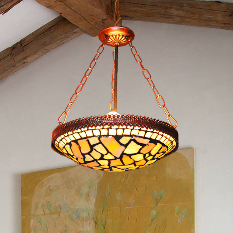 Baroque Rustic Dome Chandelier Pendant Light with Hand-Cut Glass – 2-Head Hanging Lamp