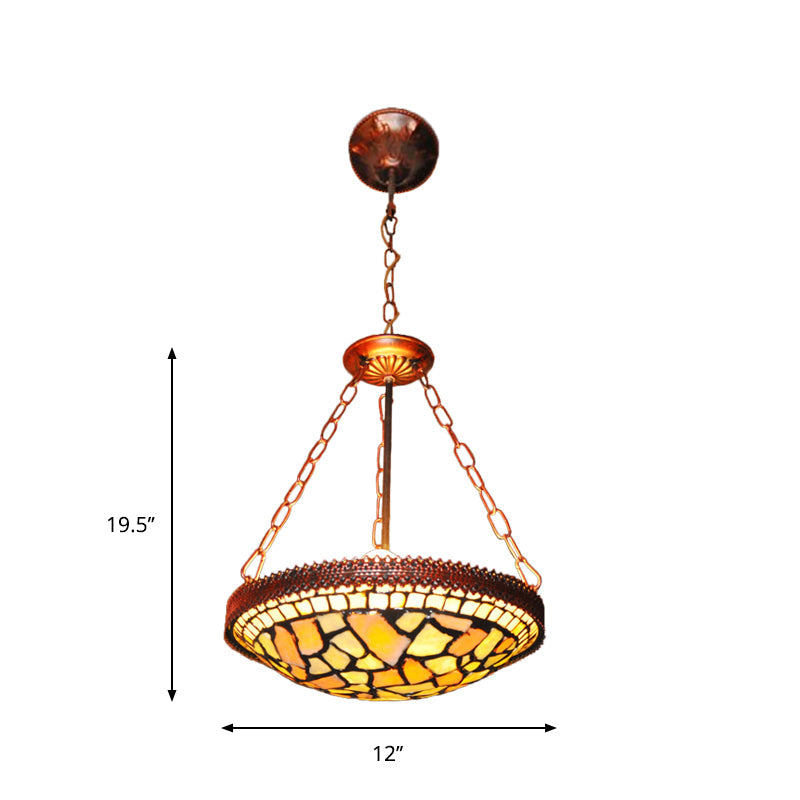 Baroque Rust Chandelier Pendant Light - Hand Cut Glass Dome-Shaped 2-Head Hanging Lamp