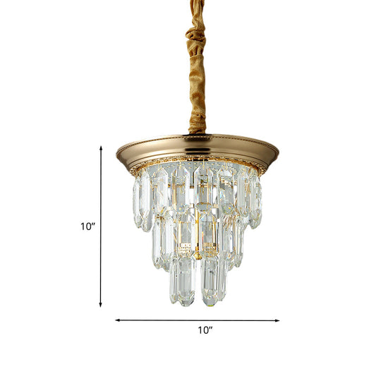 Vintage Style Crystal Pendant Light 3 Tiers Led Dining Room Hanging Lamp (Black/Gold)