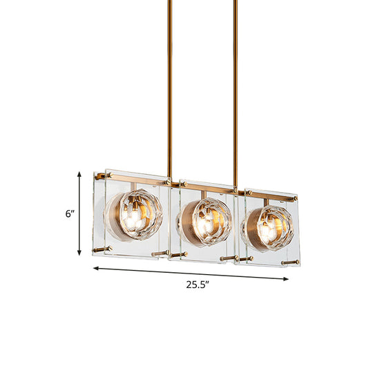 Postmodern Clear Crystal Gold Hanging Kitchen Island Light