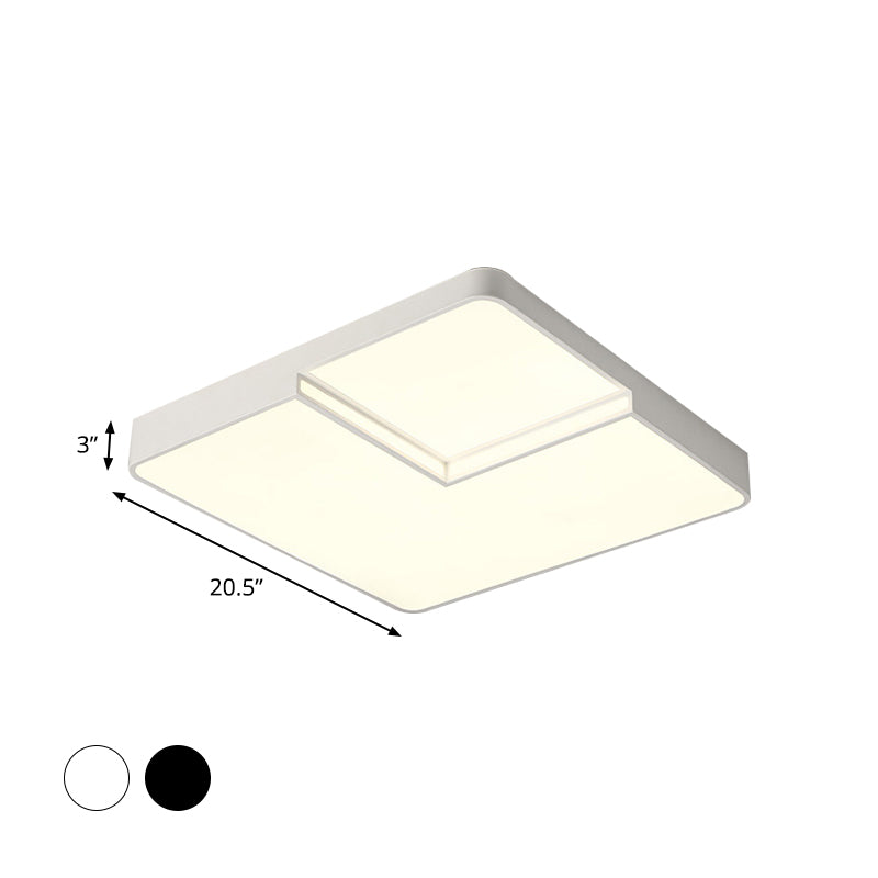 Modern Led Square Flush Mount Ceiling Light Fixture - White/Black White/Warm (16.5/20.5 W)