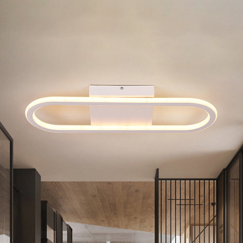 Ellipse Led Ceiling Light - 15/19 Metal Flush Mount Simple Black/White Design White/Warm Glow