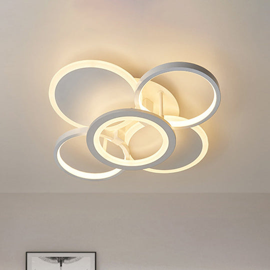 Sleek 16"/19.5" W Metal Circular Semi Flush Mount LED Ceiling Light for Bedroom - White/Warm Light