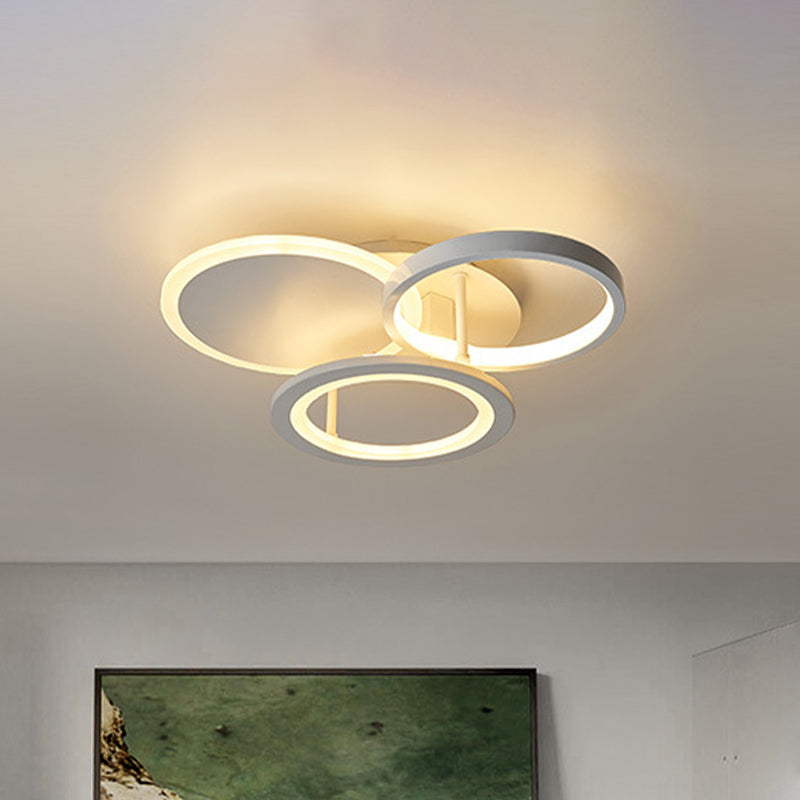 Sleek 16"/19.5" W Metal Circular Semi Flush Mount LED Ceiling Light for Bedroom - White/Warm Light