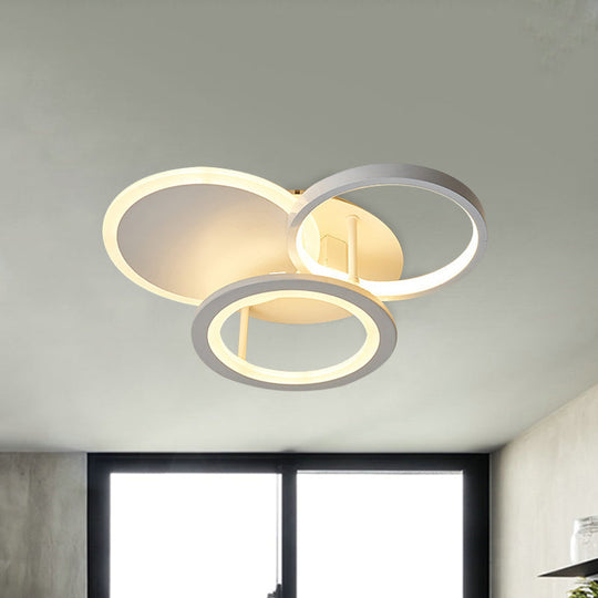 Sleek 16"/19.5" W Metal Circular Semi Flush Mount LED Ceiling Light for Bedroom - White/Warm Light