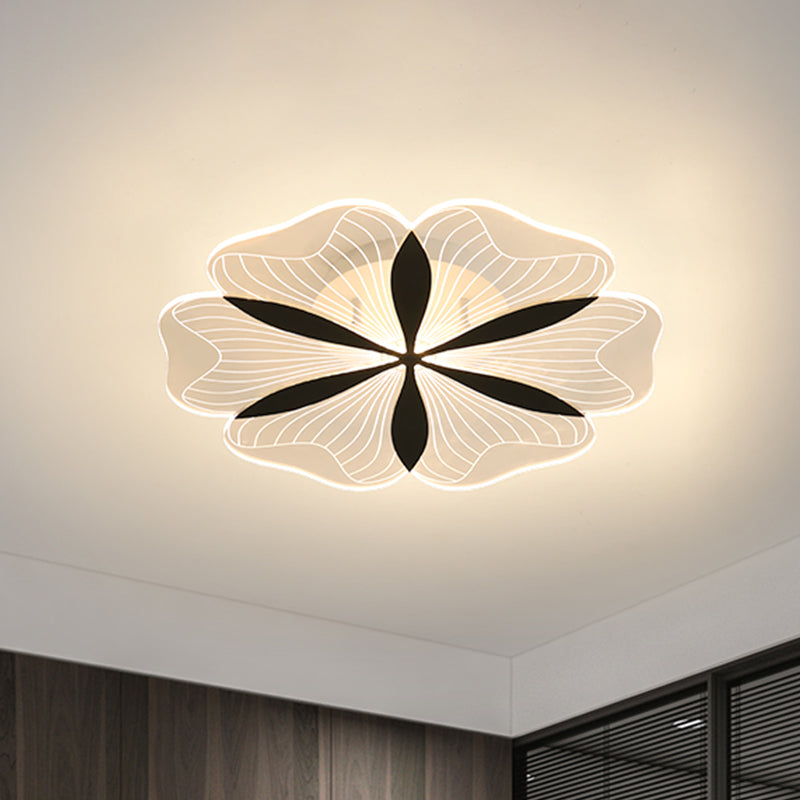 Minimalist Nordic Led Ceiling Flush Mount In Black White/Warm Light - Flower-Inspired Design