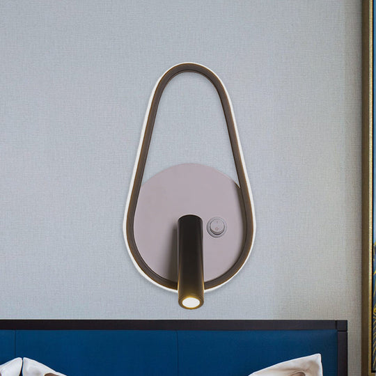 Modern Metal Led Bedside Wall Sconce In Black White/Warm Light - Circle/Square/Ellipse Design